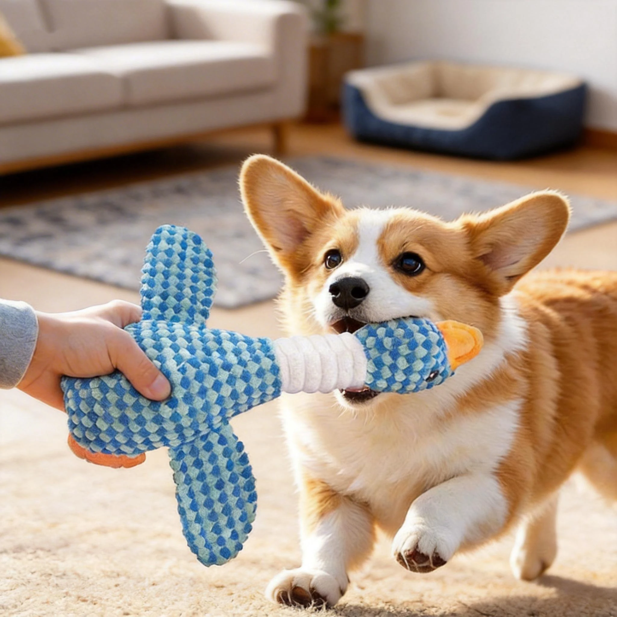 New Dog Toy Plush Blue Goose Pet Teddy Puppy Large Dogs Toys Duck Tough Bite Chew Plush Sound Toy 1005011932999027