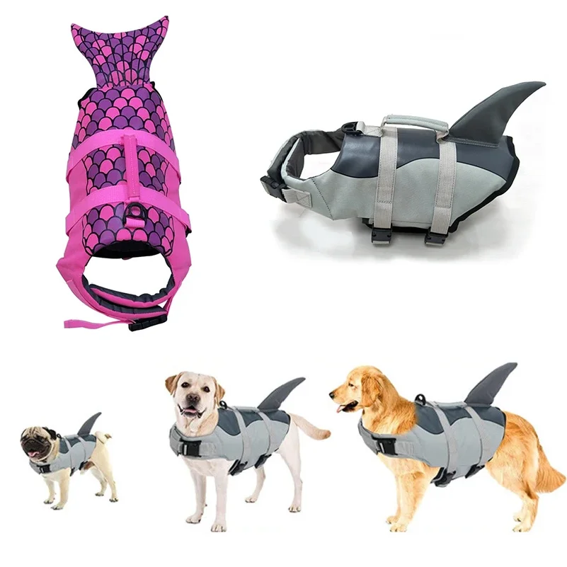Funny Shark Costume Pet Life Jacket Vest for Medium Large Dogs Summer Beach Big Dog Swimsuit Golden 1005011933678680