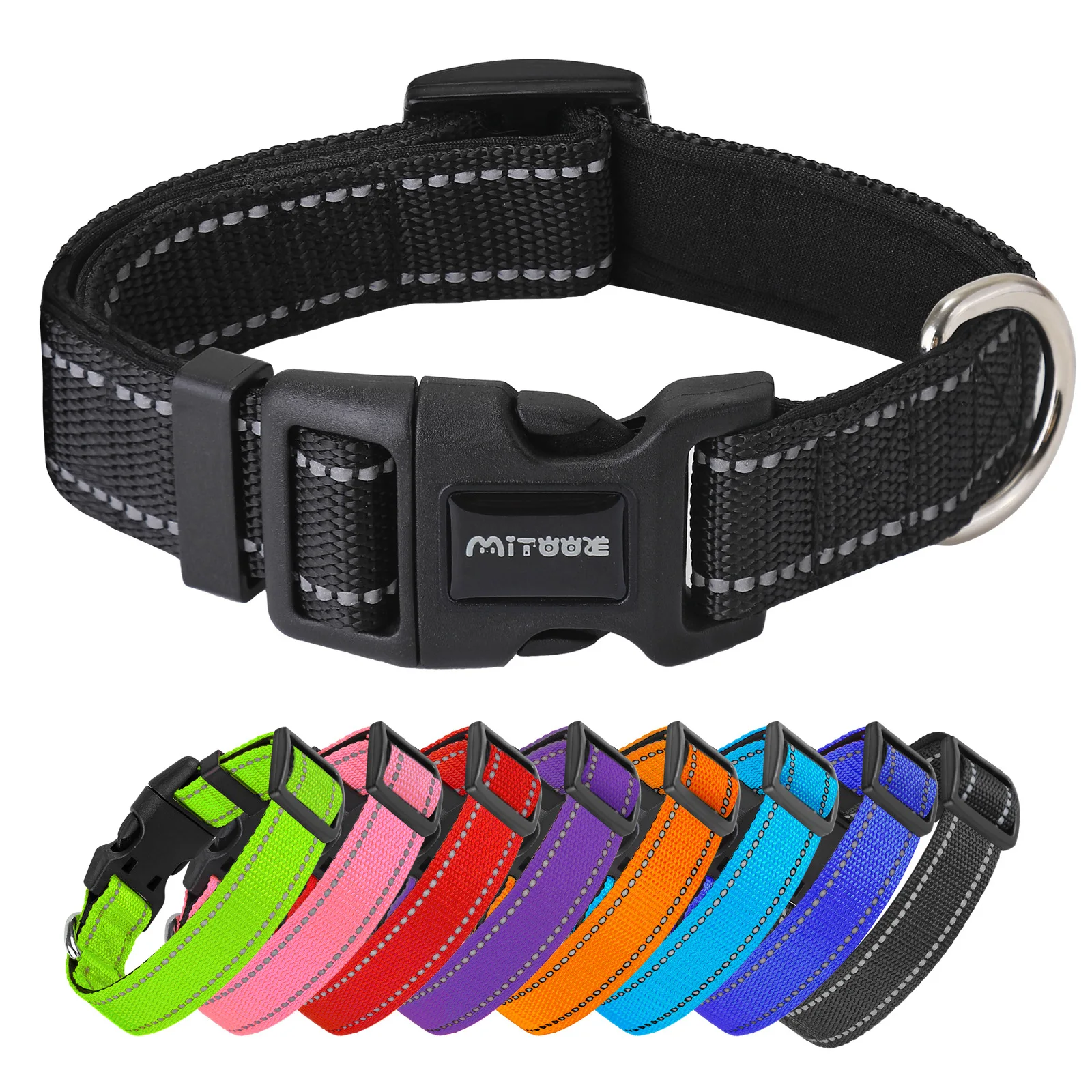 Reflective Adjustable Padded Dog Collar Soft Breathable Pet Neck Strap for Medium Large Dogs 1005011937665112