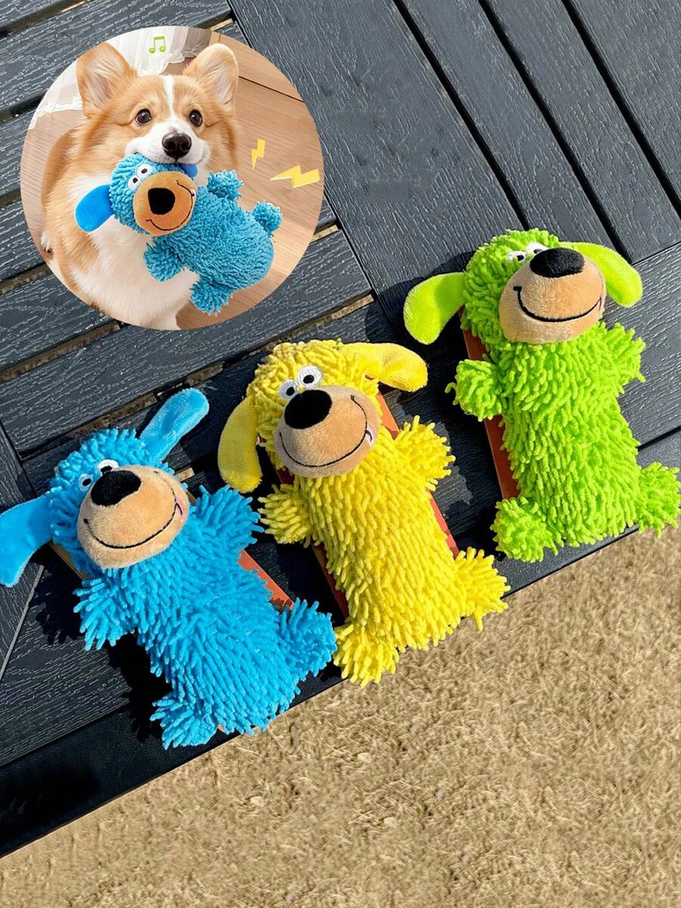 Screaming Dog Toy, Mop Toy, with Sound and Swinging Feature, Blue Self-Entertainment Toy 1005011937924518