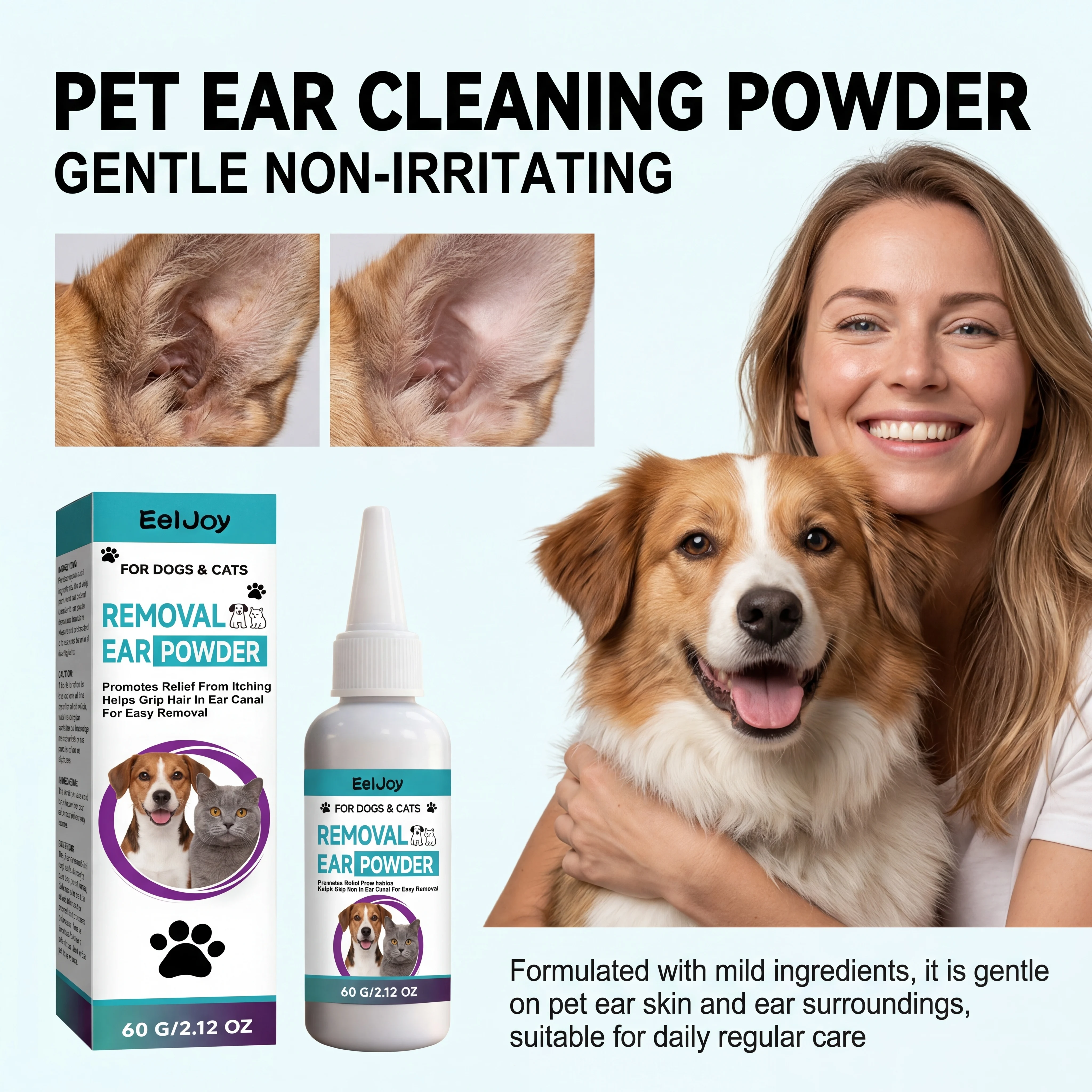 Pet Ear Cleaning Powder for Dogs and Cats Professional Ear Hair Plucking Powder Relieve Itching 1005011939432873