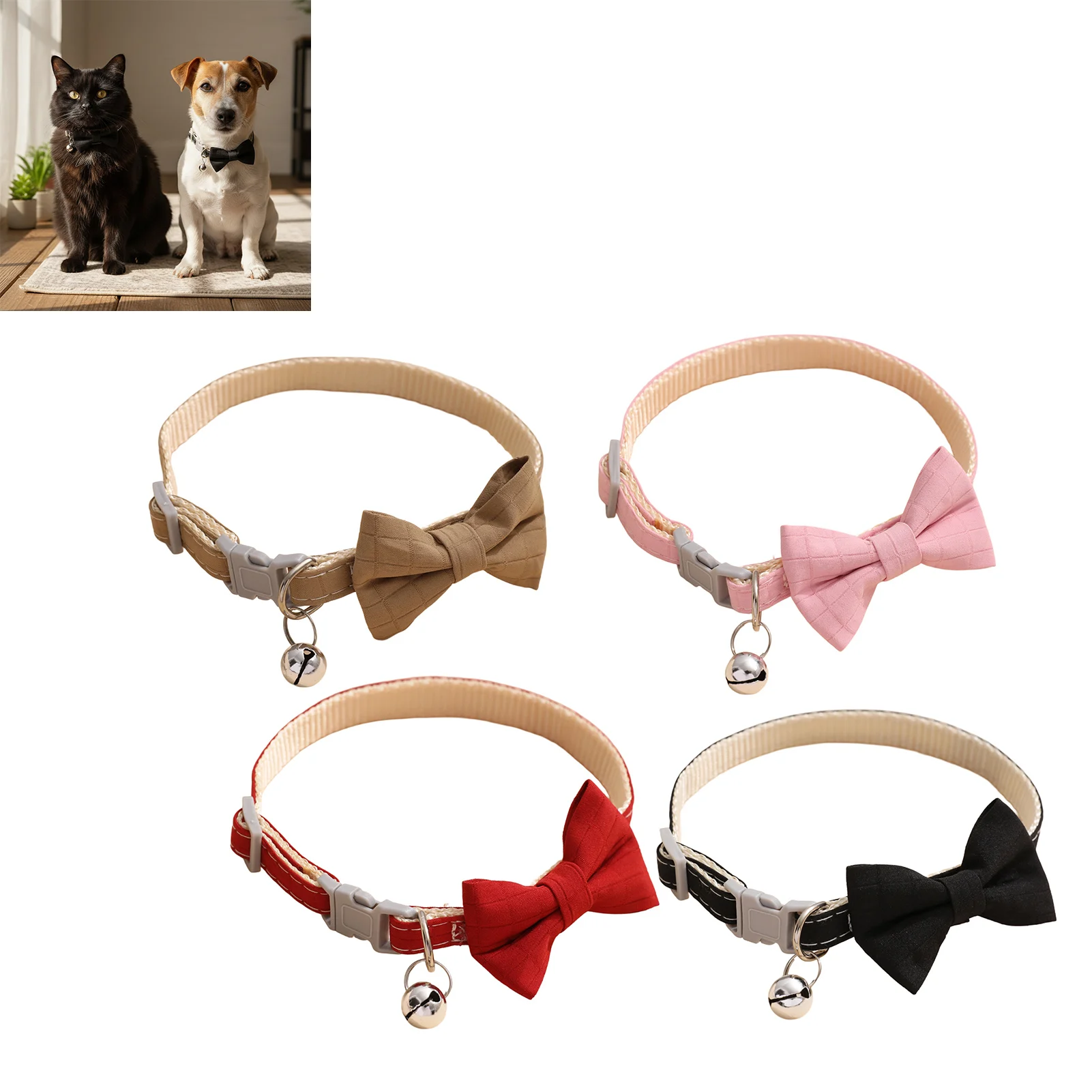 Pet Collar Adjustable 22-28cm Cat Collars Cute Bowknot Necklace Soft Bell Puppy Lead Pet Product 1005011939730392
