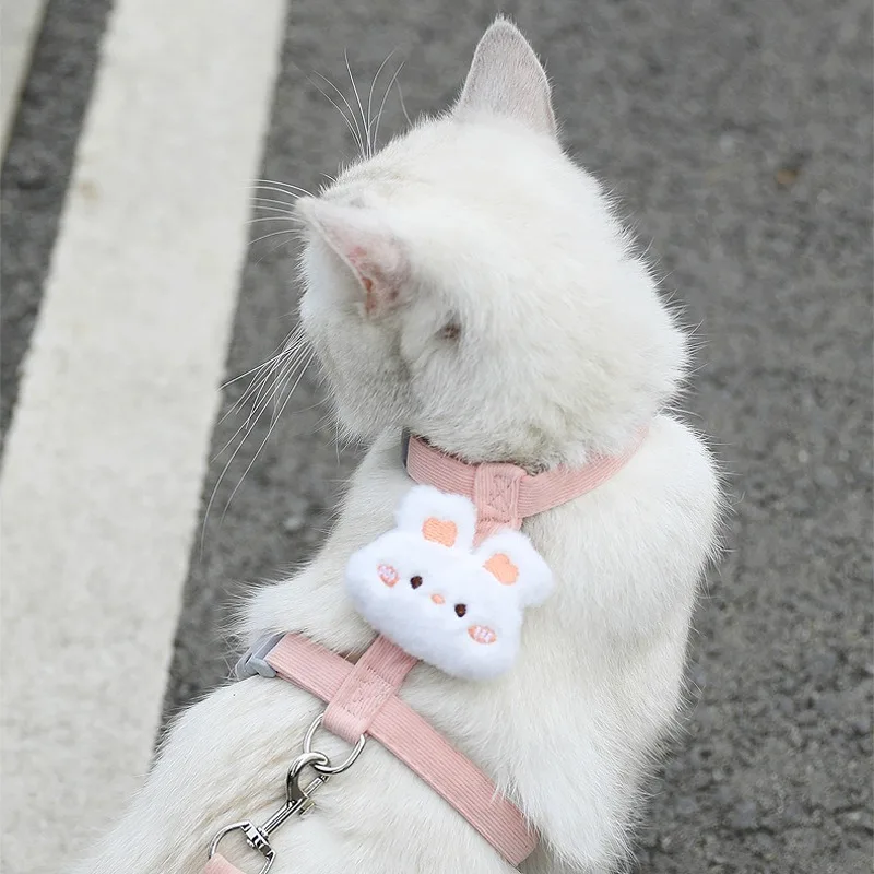 Cat Harness Collar Set Adjustable Cartoon Rabbit Double Layer Dog Harness for Small Pet Collar 1005011940193447