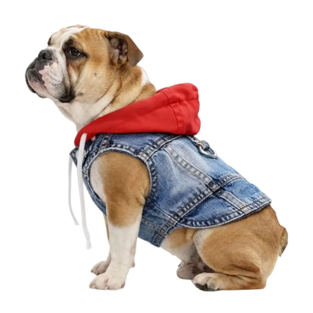 Denim Dog Jean Jacket Vest Cool Lightweight Spring Dog Hoodies with D-Ring Breathable Puppy Harness 1005011942286790