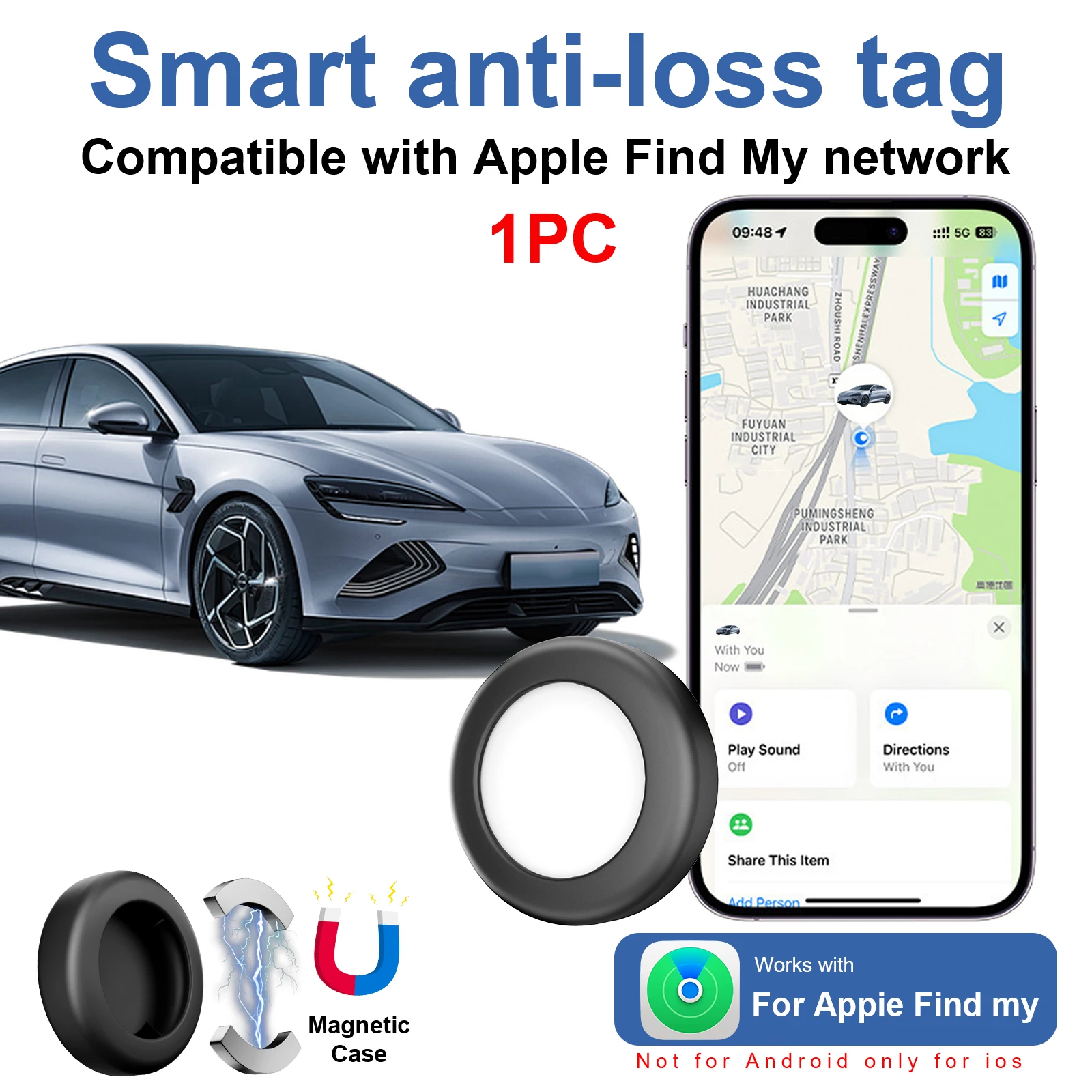 GPS Tag Tracker, Compatible with Apple's "Find My" App, Anti-Lost Reminder Device 1005011944471539