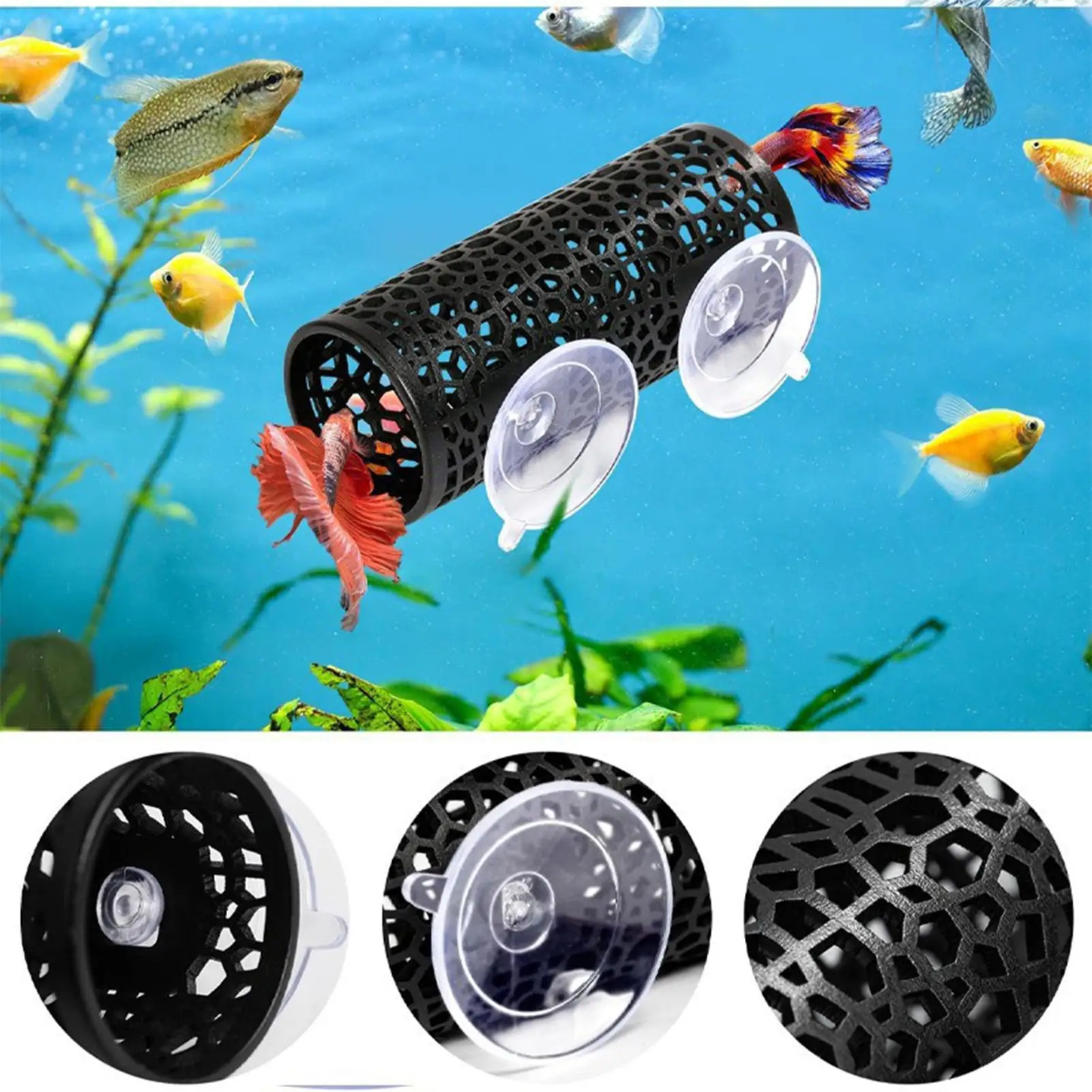Fish Bed Tunnel Small Hole Hollow Fish Hideout Resting Tube with Suction Cup for Fish Aquarium Fish 1005011944655986