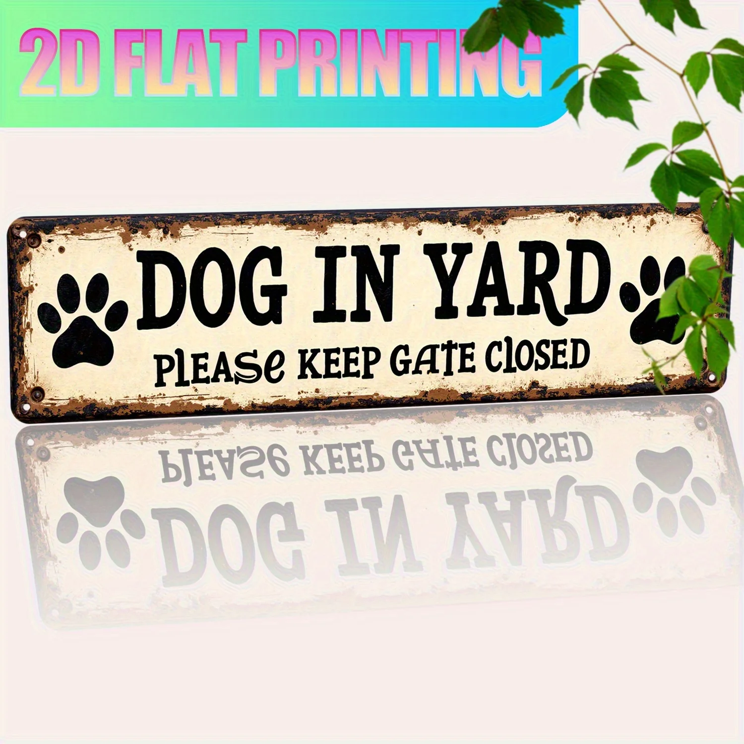 Paw Print Decor "Dogs in Yard, Please Keep Gate Closed" Sign 16x4 Inch 1005011944667488
