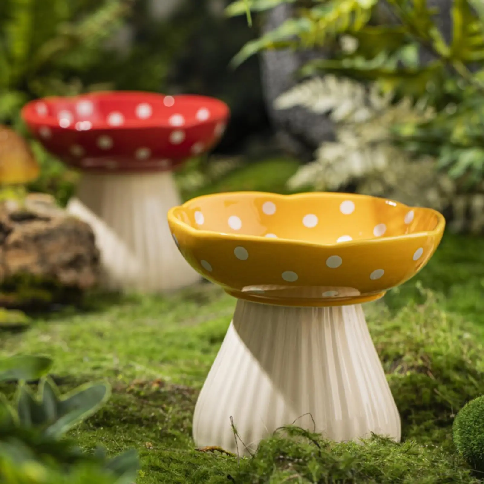 Mushroom Cat Bowl Ceramic Elevated Shelf (6 Inch) 1005011944712668