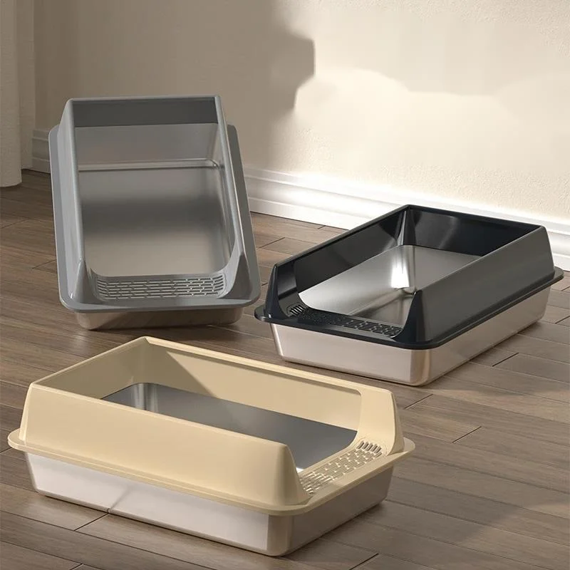 Stainless Steel Cat Litter Box Enclosed Side-Entry Scratchproof for Small/Medium Cats 1005011944769962