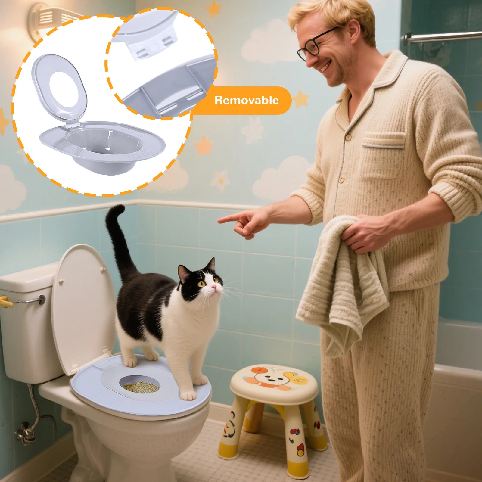Cat Toilet Training System Teach to Use Reusable Seat with Non-Slip Design Kit Trainer for Home 1005011946989765