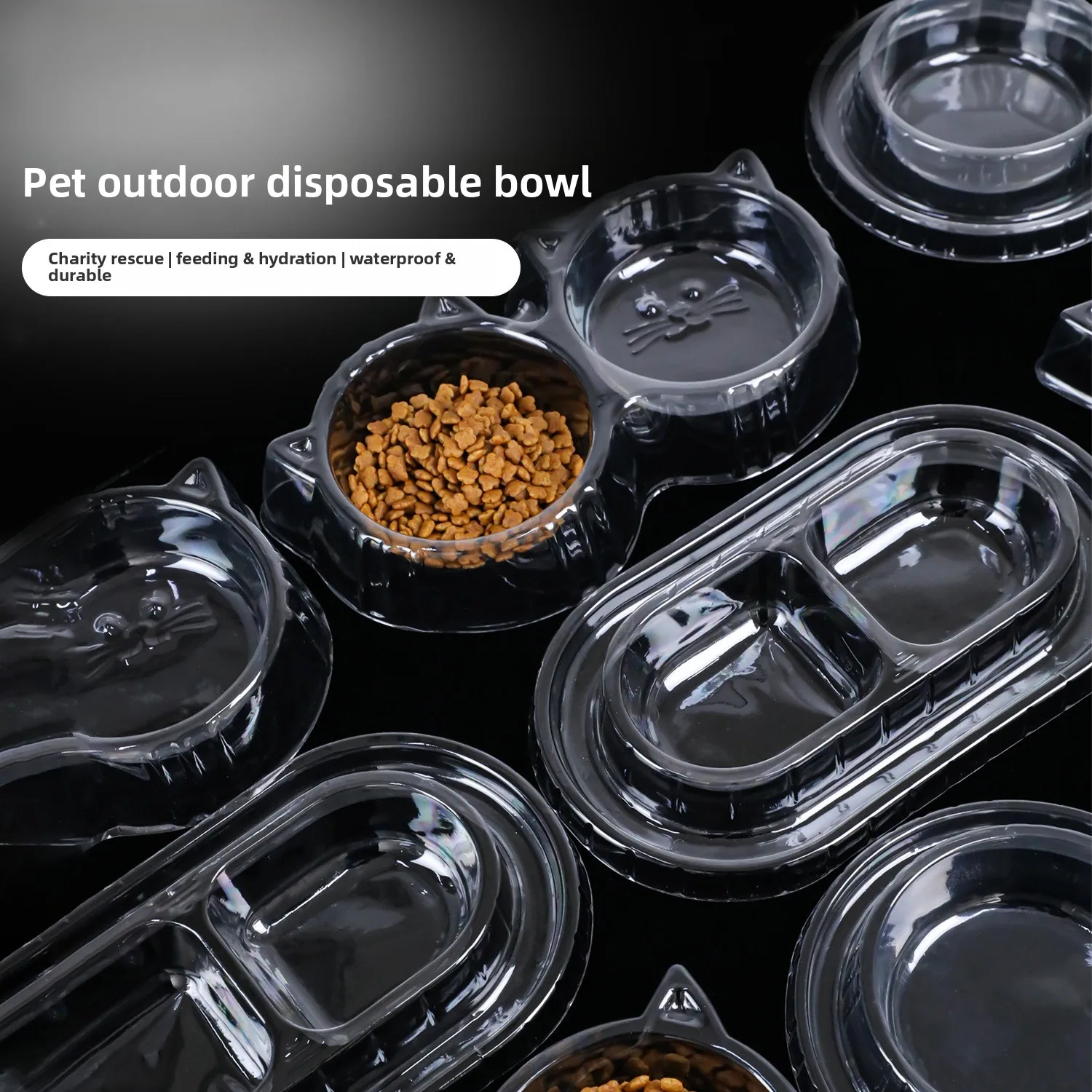 Disposable Cat Bowl Outdoor Ant-Proof Pet Bowl Lightweight Recyclable Plastic Stray Cat and Dog 1005011951556534