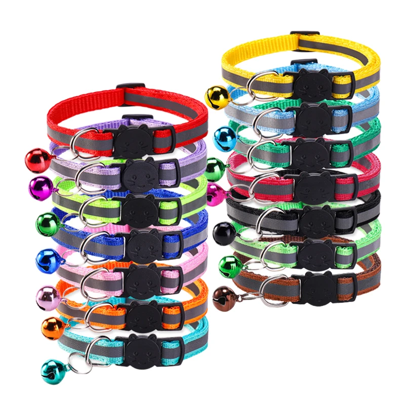 Reflective Breakaway Cat Collar with Bell Adjustable Safety Nylon Collar for Cats 1005011953659531