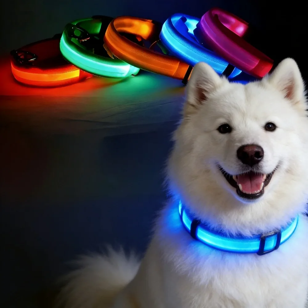 Nylon LED Dog Collar Night Safety Flashing Glow in the Dark Luminous Fluorescent Pet 1005011954120528