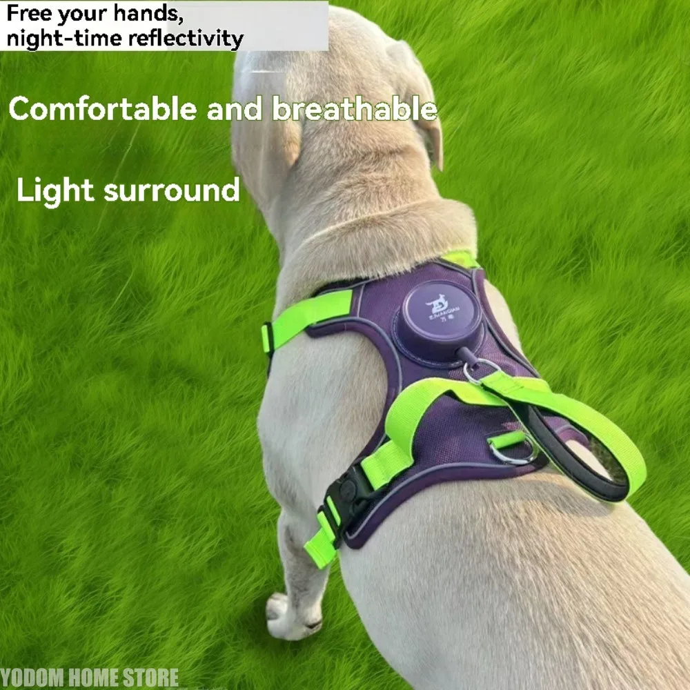 Automatic Retractable Dog Leash with Chest and Back Strap Rope Integrated Vest Reflective for Pets 1005011956030271