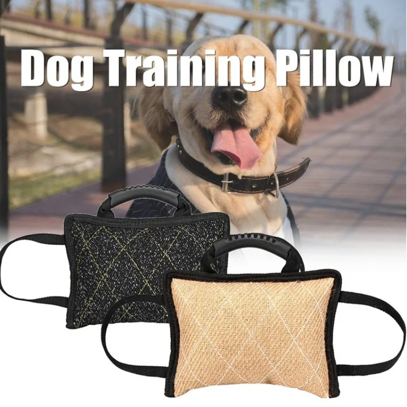 Durable Dog Training Bite Tug Toy with 3 Handles Jute Safe Biting Pad Pillow Ideal for Tugs of War 1005011956306626