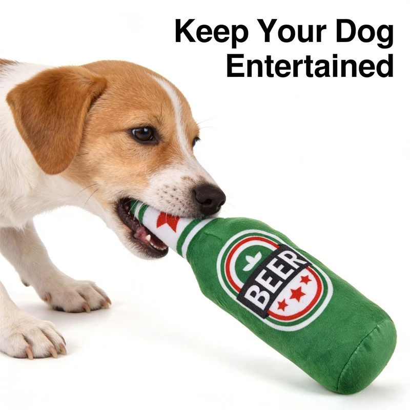 Squeaking Dog Toy Realistic Beer Bottle Shape Interactive Play Bite Resistant Wear Resistant Easy 1005011960855128