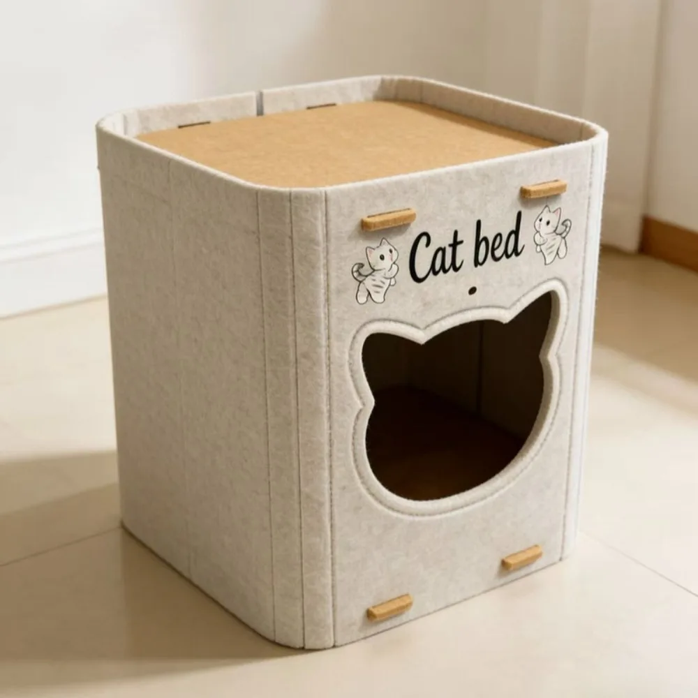 Creativity Double Layer Cat House Foldable Wear-resistant Cat Castle Bed Felt Breathable Cat 1005011961038175