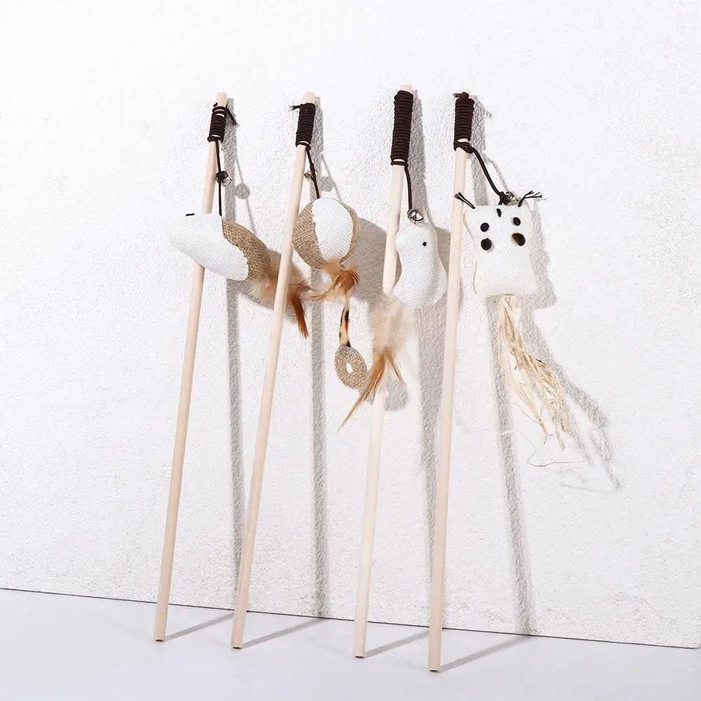 Cartoon Kitten Training Feather Mouse Wand Interactive Stick Pet Supplies Cat Tease Cat Rod 1005011962148390