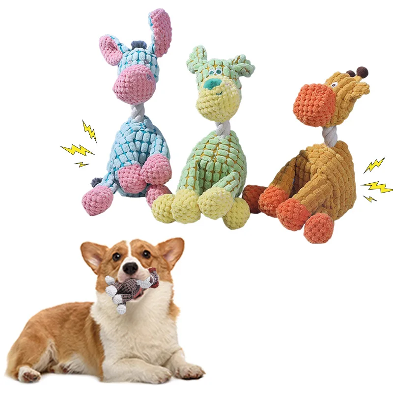 Cartoon Cute Cotton Stuffed Durable Donkey Squeaky Pet Dog Chew Plush Toys 1005011962529068