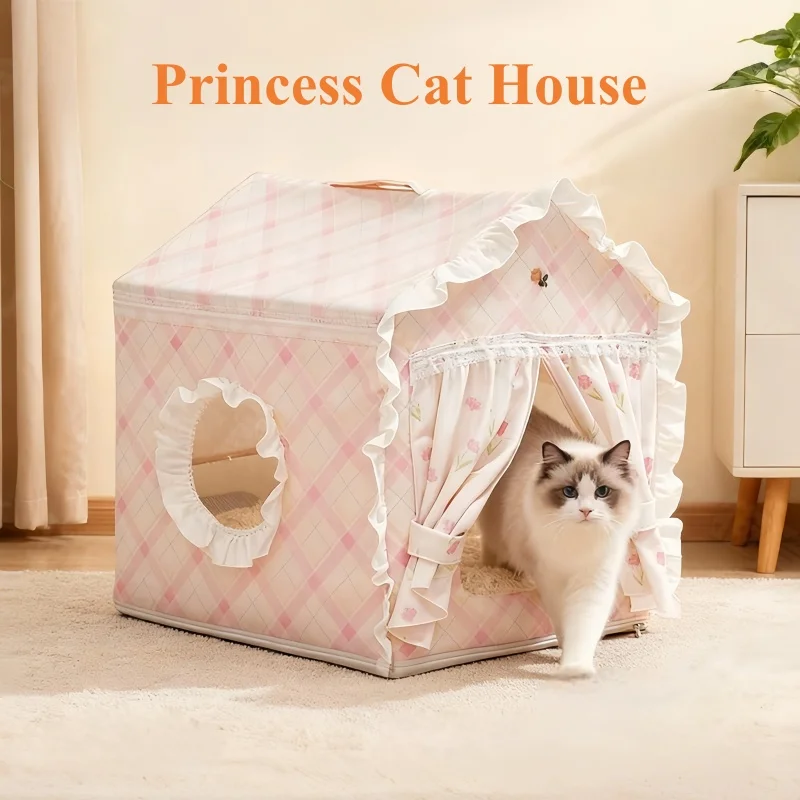 Cute Floral Cat Tent Pet House with Removable Washable Sleeping Mat Indoor Semi-Enclosed Detachable 1005011964860480