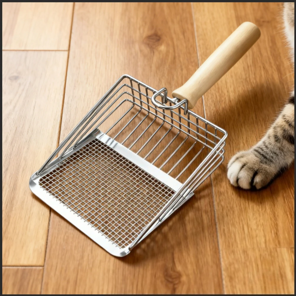 Washable Metal Cats Litter Scoop Comfortable Wooden Handle with Hook Pet Tool Suitable for Daily 1005011966778981