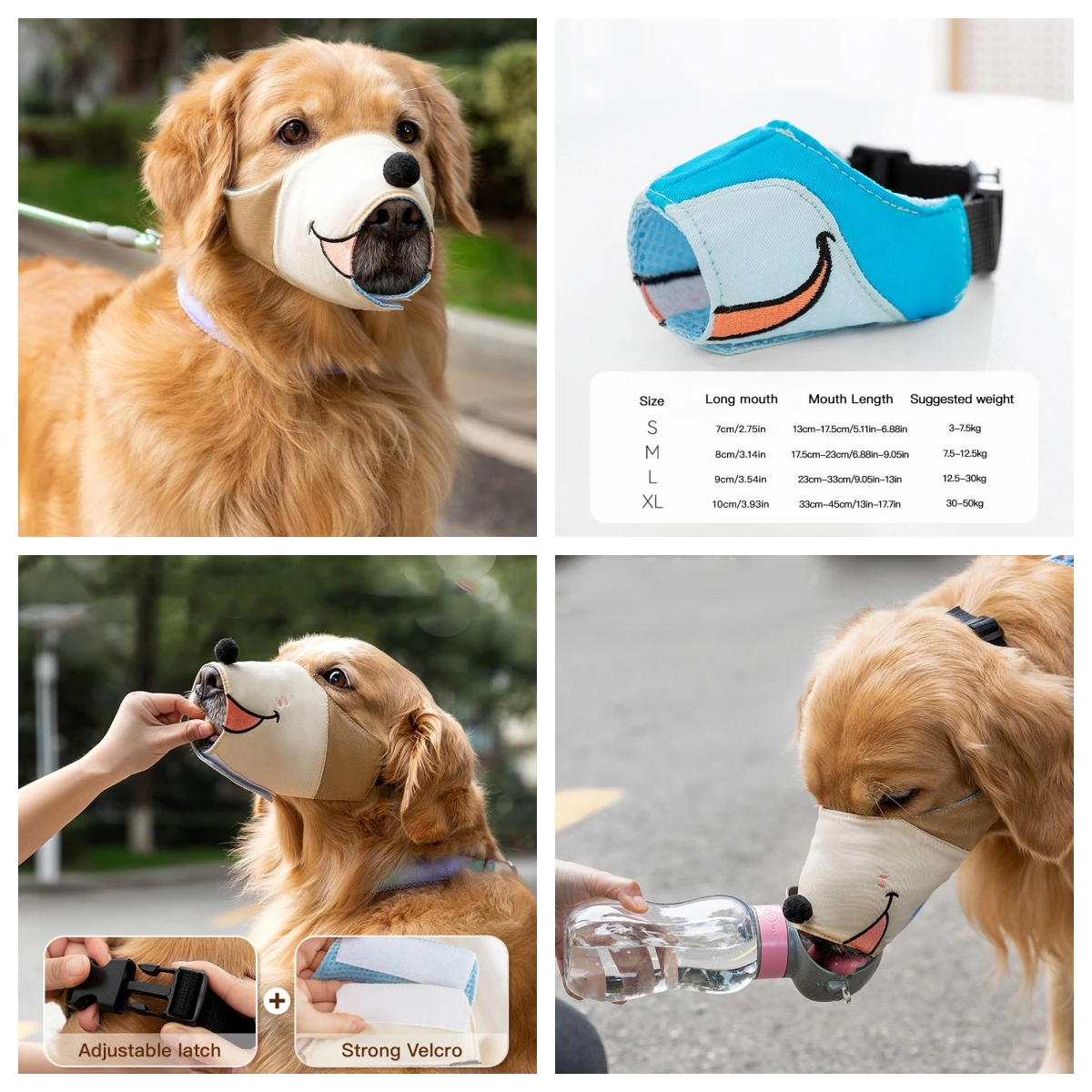 Breathable Soft Cloth Dog Muzzle Anti Bite Anti Chew Anti Barking Anti Eating Safe Mask Comfortable 1005011969983436