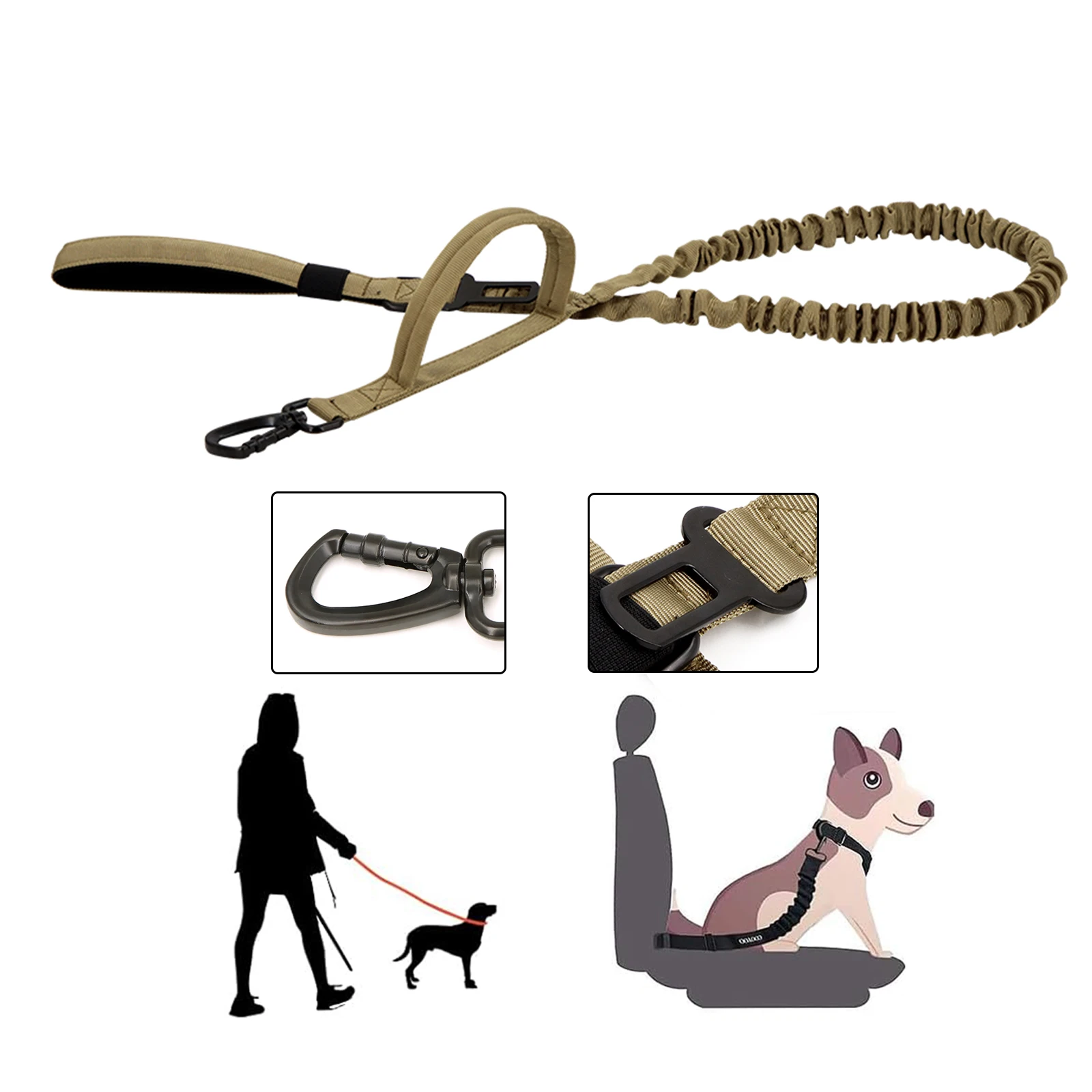 Tactical Dog Leash with Heavy Duty Metal Hook Elastic Bungee Dog Training Leash No Pull Dog Rope 1005011973471520