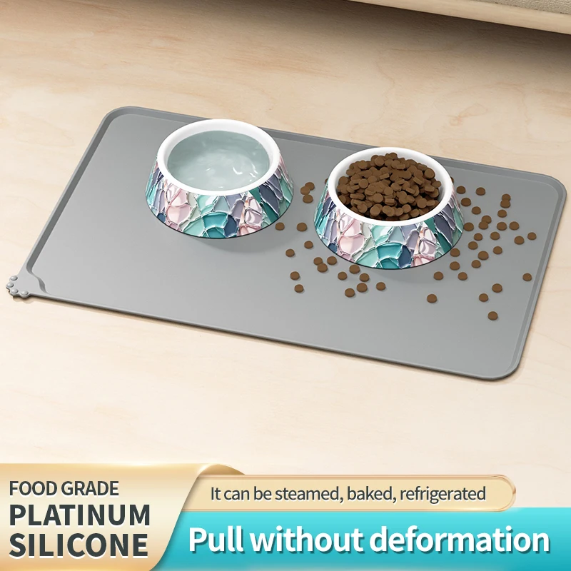 Silicone Cat & Dog Food Mat for Floors Waterproof, Anti-Slip Dog Bowl Mats for Food and Water 1005011973509033
