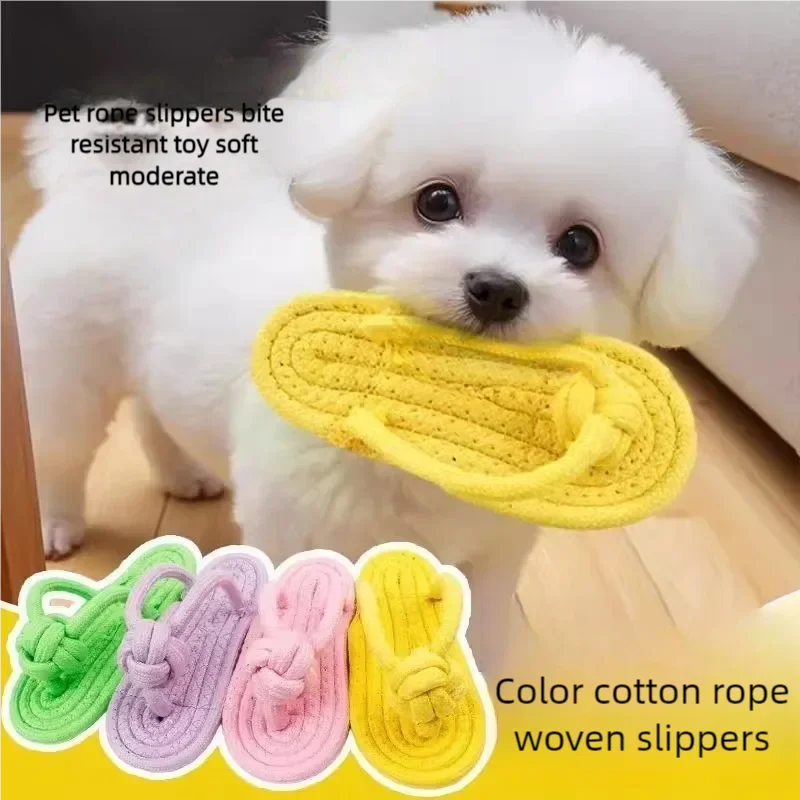 Durable Braided Rope Slipper Dog Toy Bite Resistant Puppy Teething Chew Toy for Small Medium Dogs 1005011973996626