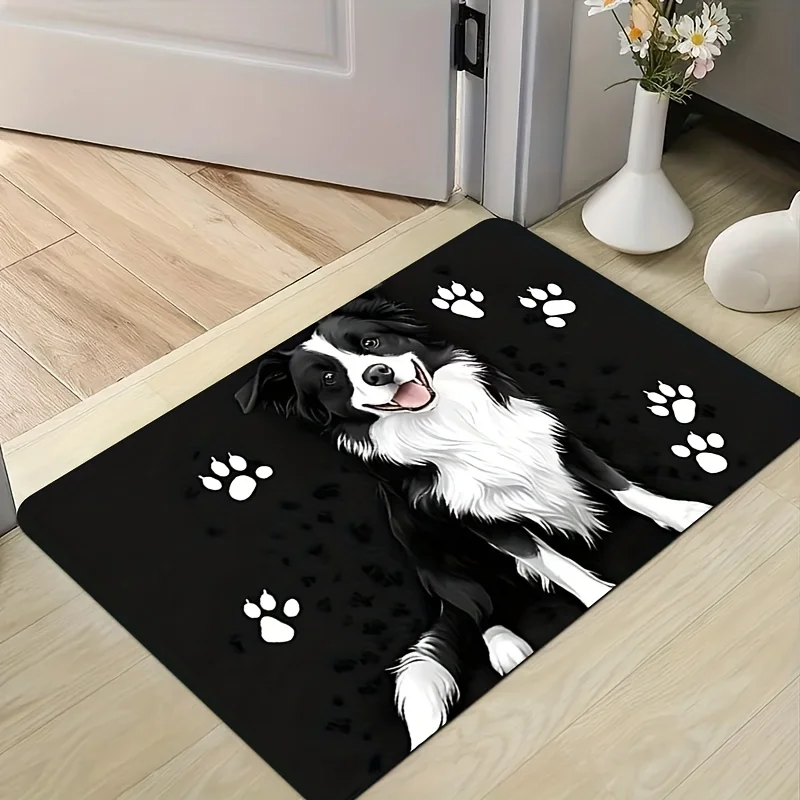 1pc Dog Paw Door Mat – Cute Border Collie Design, Soft Entryway Mat for Bedroom, Living Room 1005011976654922