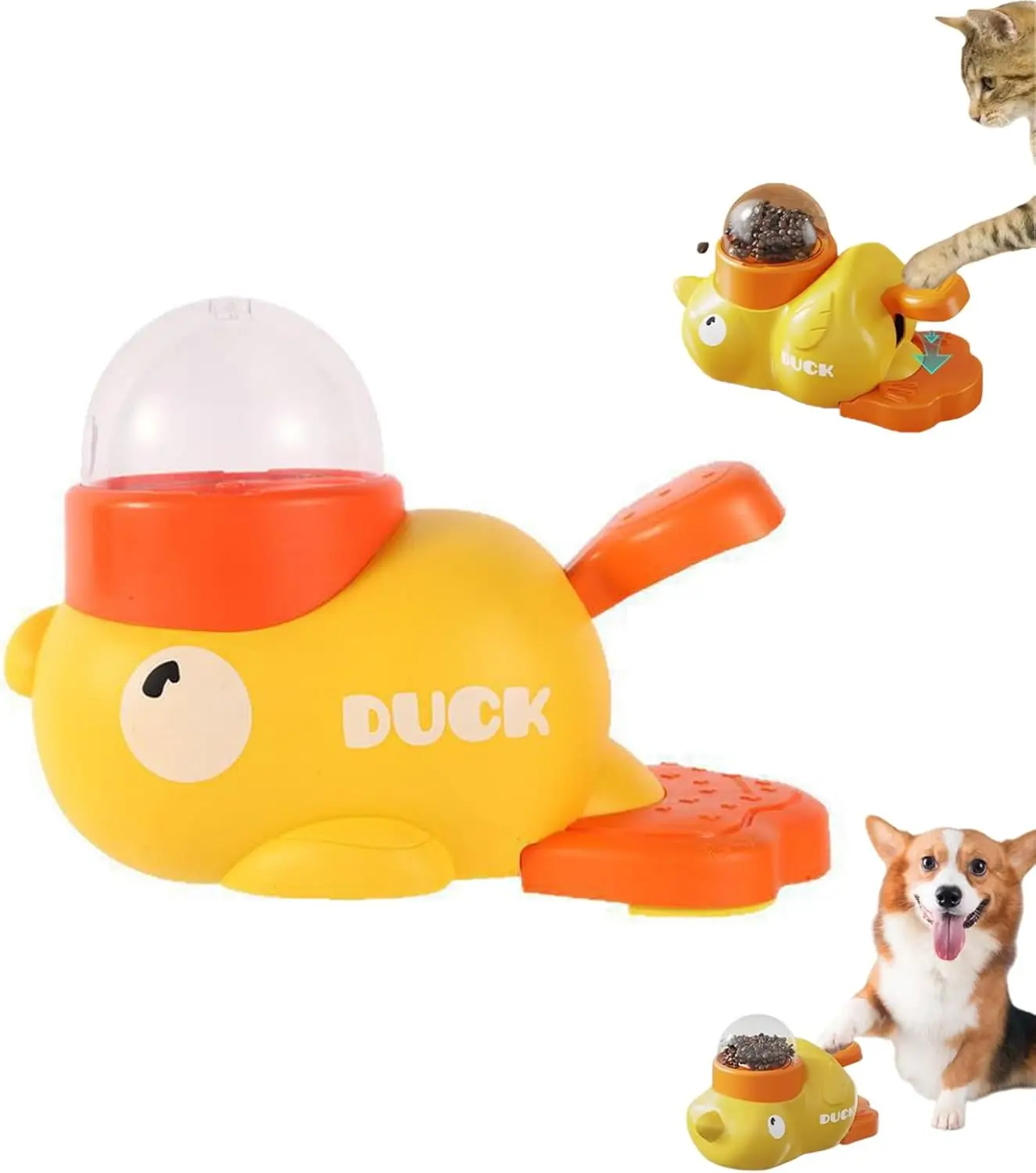2-in-1 Duck-Shaped Interactive Slow Feeder Puzzle Toy Pet Treat Dispenser for Dogs & Cats IQ 1005011978078063