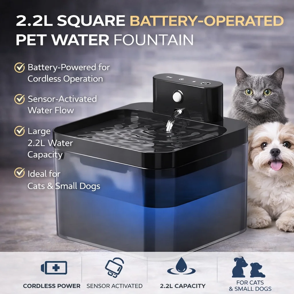 2.2L Cat Water Fountain With Motion Sensor, Type-C Rechargeable 2600mAh Battery, 25dB Quiet 1005011979309518