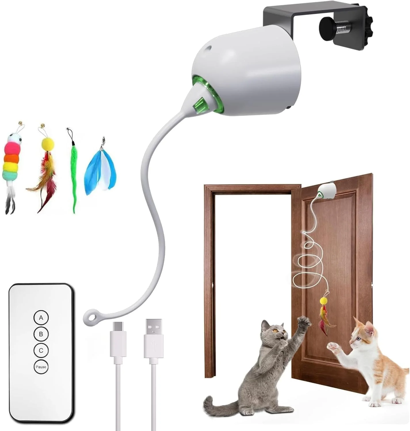 Cat Toys, Hanging Door Automatic Cat Toy Interactive Elastic Rope with Feather 1005011982185540