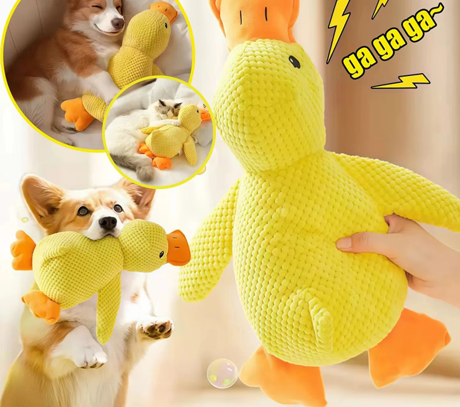 Duck Dog Toy Plush Chew Resistant Durable Dog Toy With Quacking Sound Teeth Grinding Relief Soft 1005011982917390