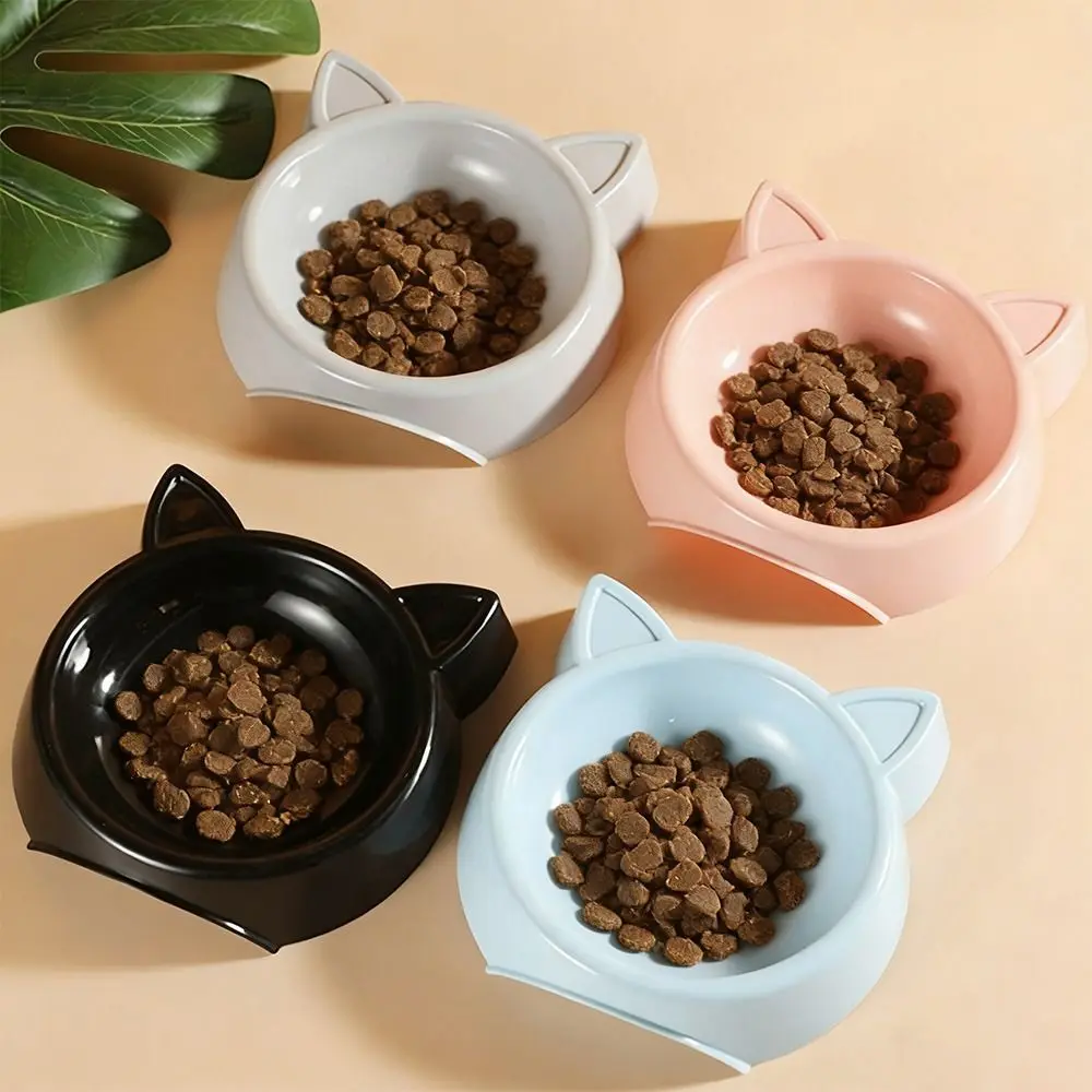 Cute Cat Shape Cat Bowl Plastic Anti-Fall Flip Cat Food Bowl Non-Slip Cat Plates Pet Feeding 1005011985118607