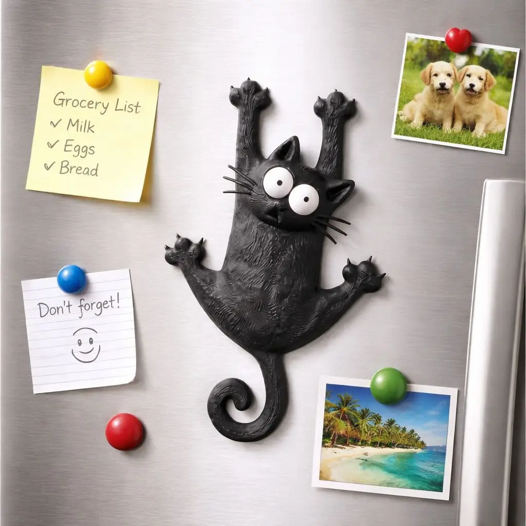 Creative & Cute Magnetic Cat Refrigerator Magnet — "Hang in There, Fridge Cat 1005011985769700