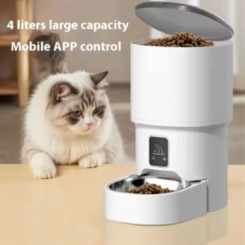 Wifi Automatic Pet Feeder for Cats and Dogs Intelligent Food Dispenser with Button Control Smart (4L) 1005011986352197