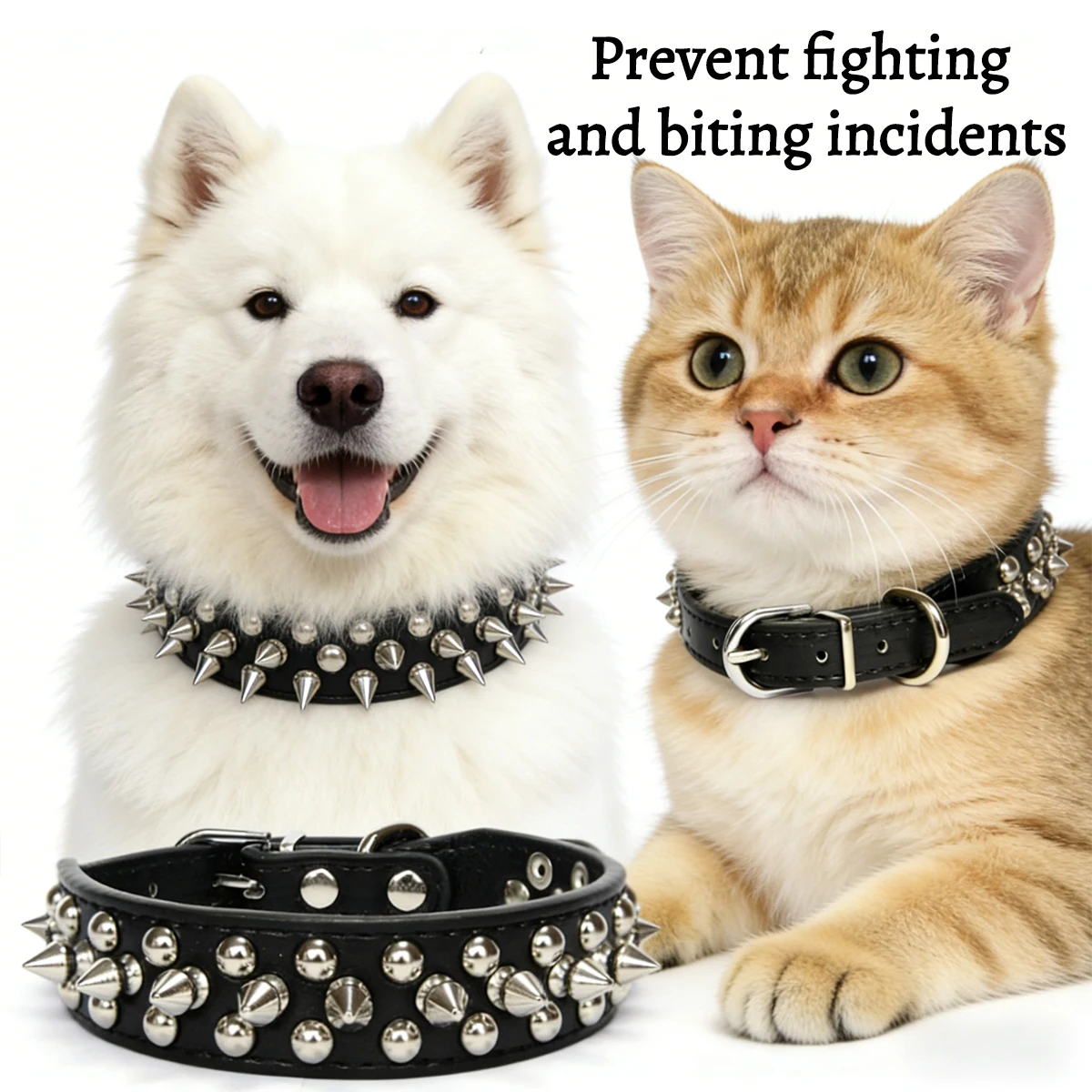 Pet Leather Collar Fashion Punk-Style Riveted Spiked Adjustable Dog Collar Suitable for Fighting 1005011986938036
