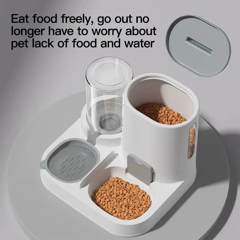 Cat Food Dispenser Automatic Pet Feeder Waterer Gravity Food Bowl Large Capacity Dry Food (2 in 1) 1005011987862067