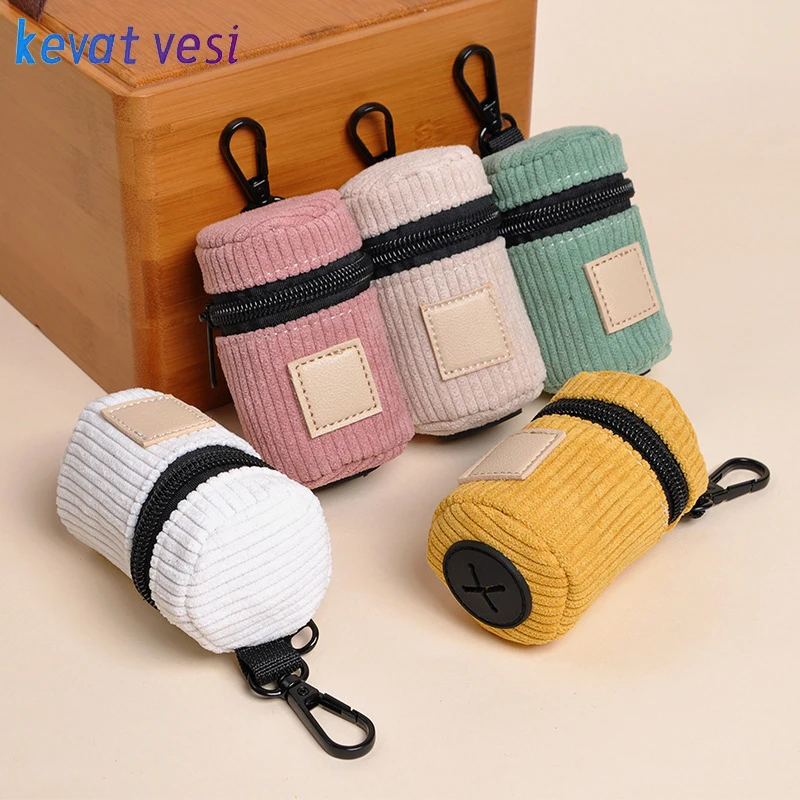 Outdoor Portable Dog Poop Bag Dispenser Fashion Corduroy Pet Waste Walking Dog with Hook 1005011988115347