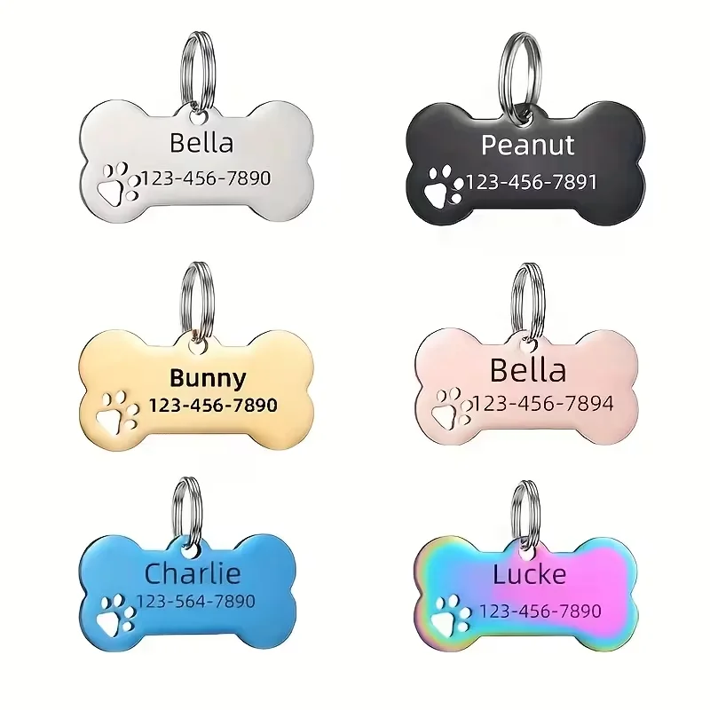 1PCStainless Steel Customizable Dog Tag Personalized Pet ID with Laser Engraving of Name and Phone 1005011991104663