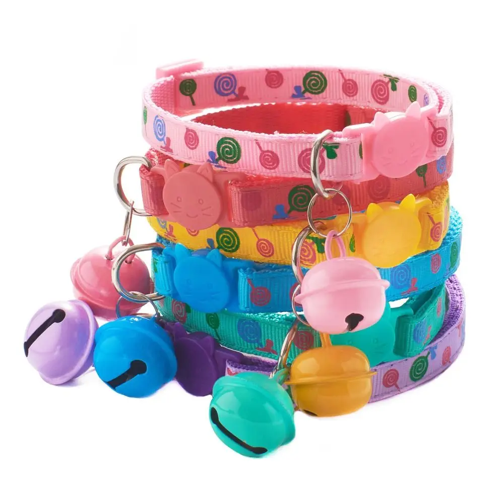 Puppy Cartoon Cat Collars Pet Supplies Adjustable Kitten Necklace Cute Cat Head Bell Pendant Collar 1005012003008946