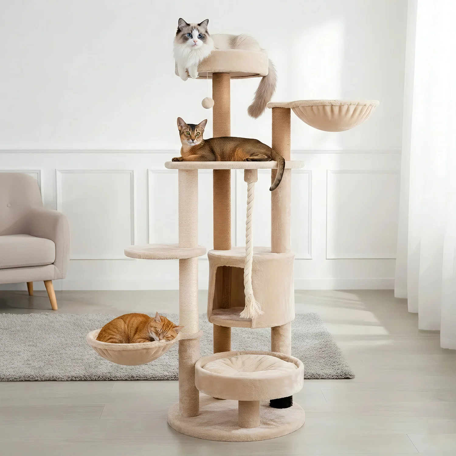 Large Halloween Cat Tree: 5-Level Cat Tree with Cat House and Sisal Scratching Posts—Perfect for 1005012003594304