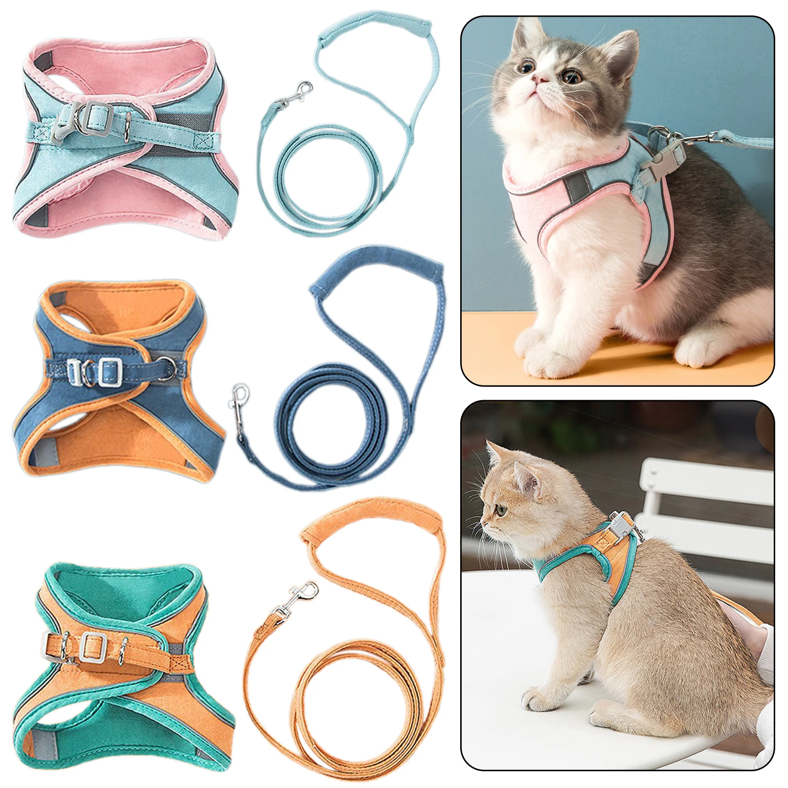 Cat Dog Harness Leash Reflective Pet Vest Harness With Anti-Escape Design Soft With Leads For 1005012004824743