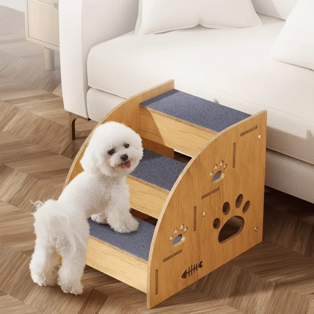 Pet Ramp Non-Slip Wooden Dog Stairs Safety Railing Wear-Resistant Steps Removable Sturdy Staircase 1005012005097674