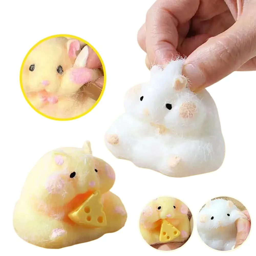 Squishy Hamster Toy with Cheese Cute Desktop Decor Funny Stress Relief Decompression Fidget Toys 1005012007801284