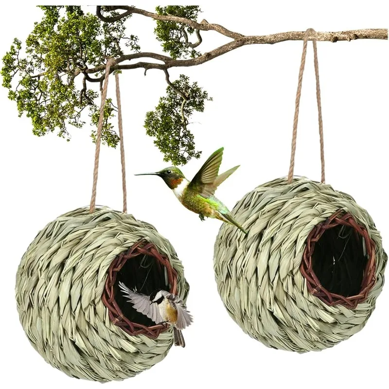 For Birdhouse Creative Unique Design Comfy Woven Natural Grass Bird Cage Outdoor Garden Window 1005012010706984
