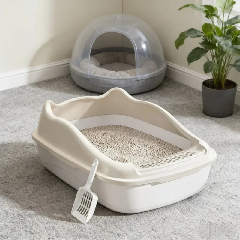 Cat Litter Box Anti-Splash Bedpan Pet Sandbox Kitten Toilet Convenient Cleaning Function Essential 1005012011376987