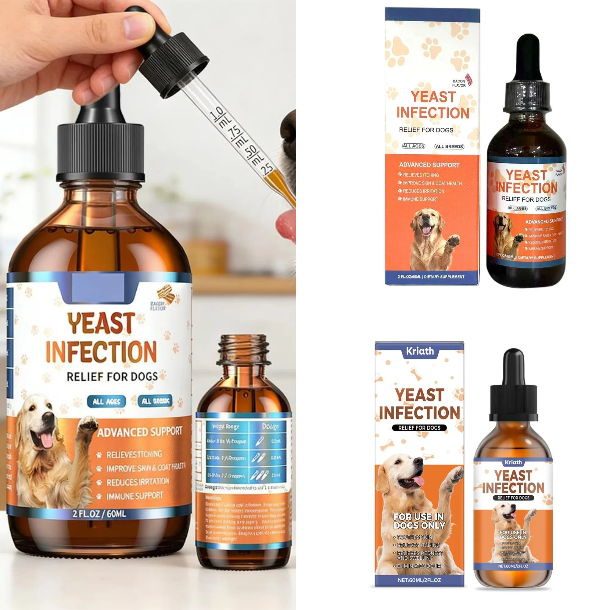 60ML 3Kinds Dog Pet Drops Gentle Care Supplement To Maintain Healthy Coat and Skin for Dogs Herbal 1005012013922723