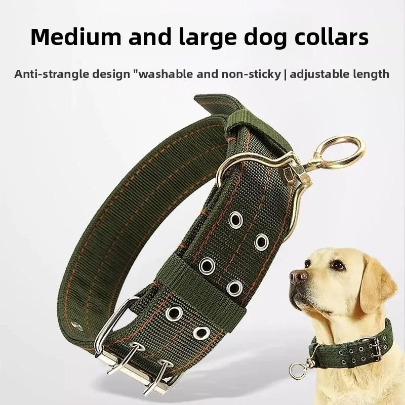 Wide Heavy Duty Dog Collar, Double-Row Stitching Padded Collar with Metal Buckle 1005012016813162